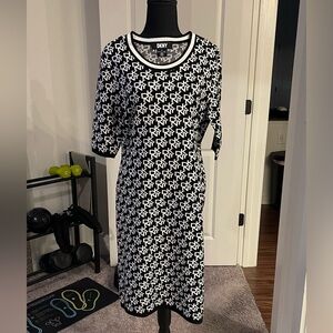 DKNY Monogram Black and White Dress